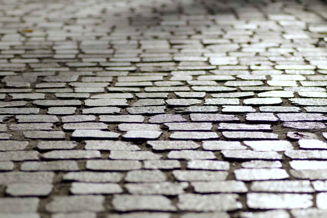 Cobblestone road close-up